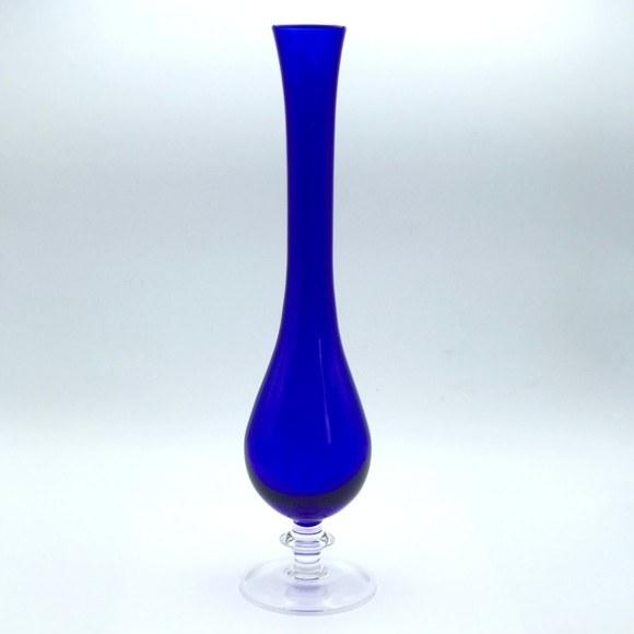 Vintage Royal Gallery Italian Lead Crystal Jessica Cobalt Blue Glass Vase 1997 - Picture 2 of 12